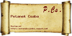 Petanek Csaba névjegykártya